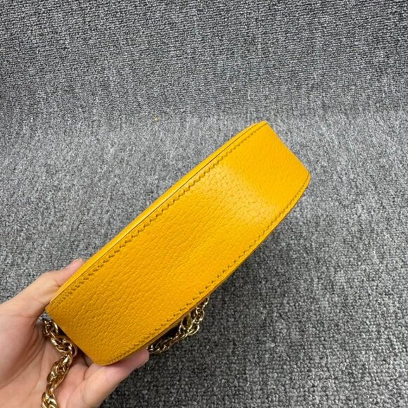 GUCCI Ophidia Round Chain Yellow Multicolor Leather Shoulder Bag 550-080825 - Picture 7 of 12
